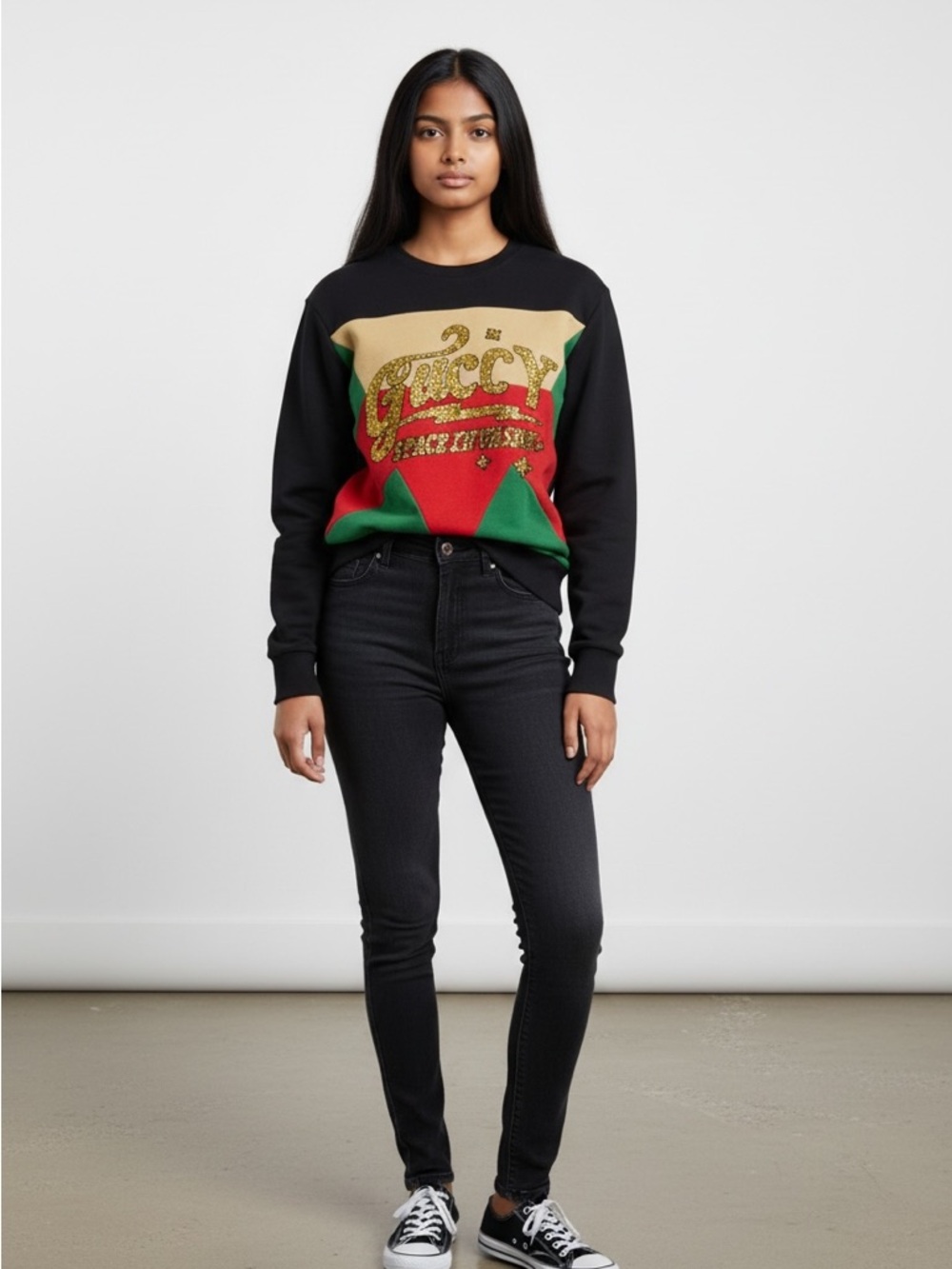 New Gucci Kids Black and Multicolor Graphic Sweatshirt sequin space sz 10 - Picture 11 of 11